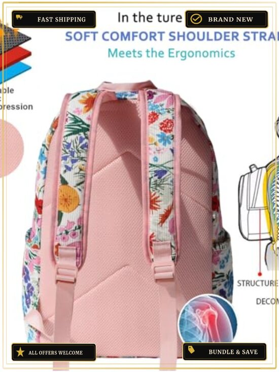 Corduroy Travel Backpack Waterproof Lightweight Padded Straps Laptop main image 4